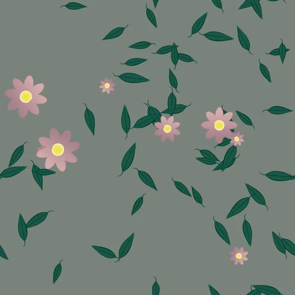 Vector Ilustración Flores Verano Pétalos Con Hojas Fondo Botánico — Archivo Imágenes Vectoriales