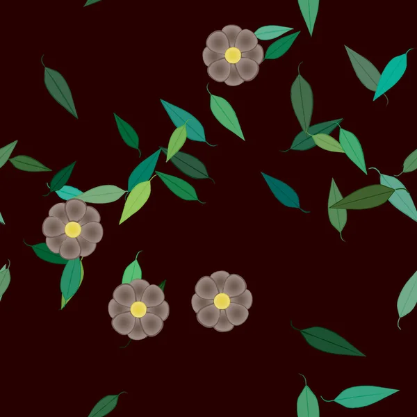 Vector Ilustración Flores Verano Pétalos Con Hojas Fondo Botánico — Vector de stock