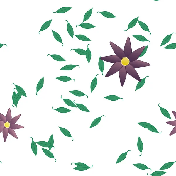 Vector Ilustración Flores Verano Pétalos Con Hojas Fondo Botánico — Vector de stock