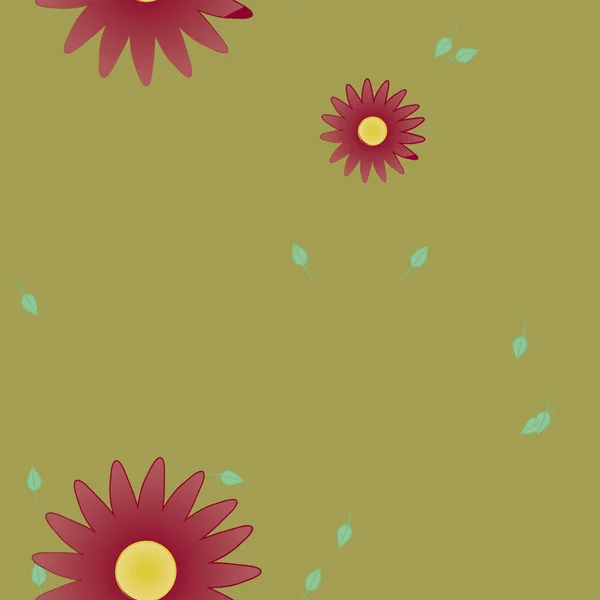 Vector Ilustración Flores Verano Pétalos Con Hojas Fondo Botánico — Vector de stock