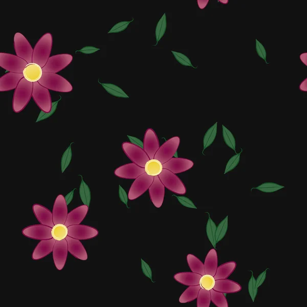 Vector Illustratie Van Zomerbloemen Bloemblaadjes Met Bladeren Botanische Achtergrond — Stockvector