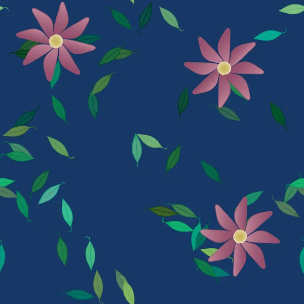 Illustration Vectorielle Pétales Fleurs Été Avec Feuilles Fond Botanique — Image vectorielle