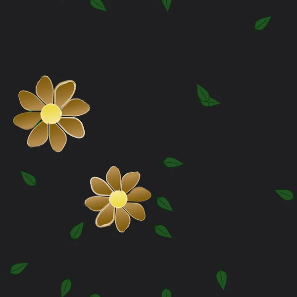 Illustration Vectorielle Pétales Fleurs Été Avec Feuilles Fond Botanique — Image vectorielle