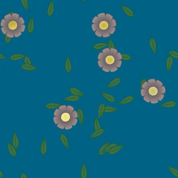 Vector Ilustración Flores Verano Pétalos Con Hojas Fondo Botánico — Vector de stock