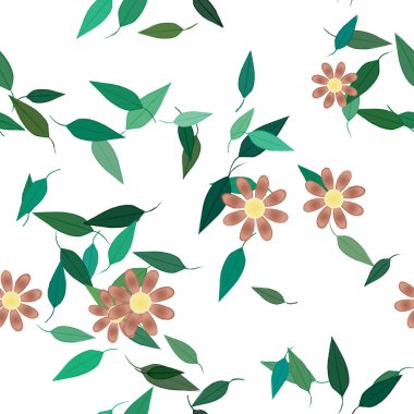 Yapraklı çiçek yapraklarının vektör çizimi, botanik arka plan