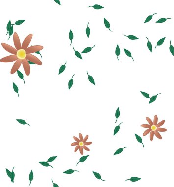 Yapraklı çiçek yapraklarının vektör çizimi, botanik arka plan