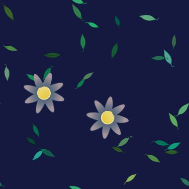 Yapraklı çiçek yapraklarının vektör çizimi, botanik arka plan