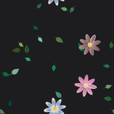 Yapraklı çiçek yapraklarının vektör çizimi, botanik arka plan