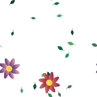 Yapraklı çiçek yapraklarının vektör çizimi, botanik arka plan