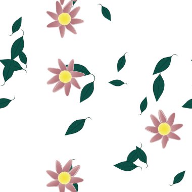 Yapraklı çiçek yapraklarının vektör çizimi, botanik arka plan