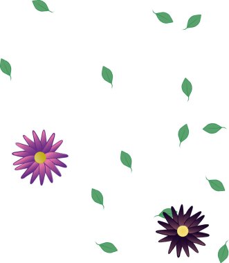 Yapraklı çiçek yapraklarının vektör çizimi, botanik arka plan