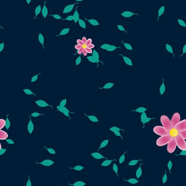 Yapraklı çiçek yapraklarının vektör çizimi, botanik arka plan