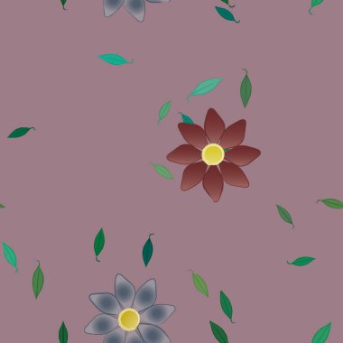 Yapraklı çiçek yapraklarının vektör çizimi, botanik arka plan