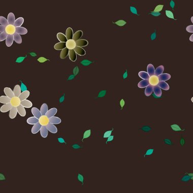 Yapraklı çiçek yapraklarının vektör çizimi, botanik arka plan