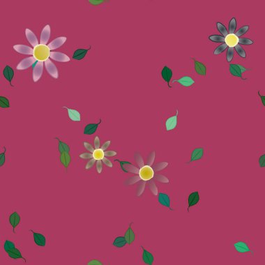 Yapraklı çiçek yapraklarının vektör çizimi, botanik arka plan