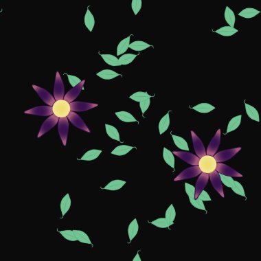 Yapraklı çiçek yapraklarının vektör çizimi, botanik arka plan