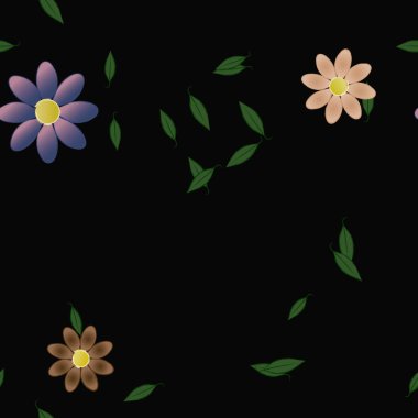 Yapraklı çiçek yapraklarının vektör çizimi, botanik arka plan