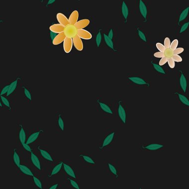 Yapraklı çiçek yapraklarının vektör çizimi, botanik arka plan