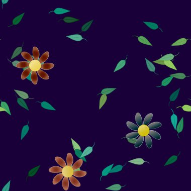 Yapraklı çiçek yapraklarının vektör çizimi, botanik arka plan