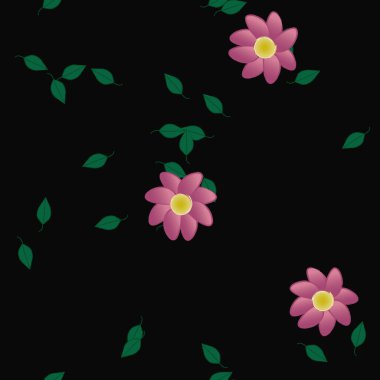 Yapraklı çiçek yapraklarının vektör çizimi, botanik arka plan