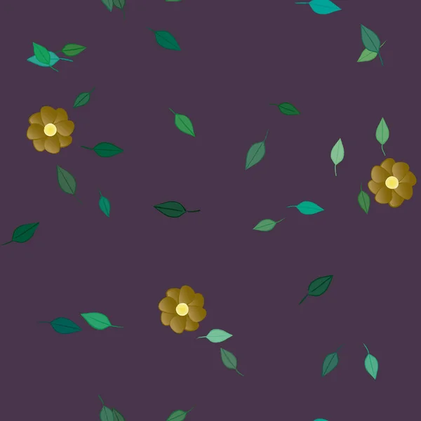 Illustration Vectorielle Pétales Fleurs Été Avec Feuilles Fond Botanique — Image vectorielle