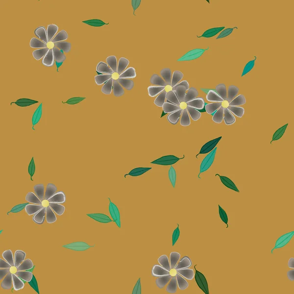 Vector Ilustración Flores Verano Pétalos Con Hojas Fondo Botánico — Archivo Imágenes Vectoriales