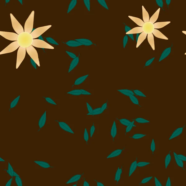 Illustration Vectorielle Pétales Fleurs Été Avec Feuilles Fond Botanique — Image vectorielle