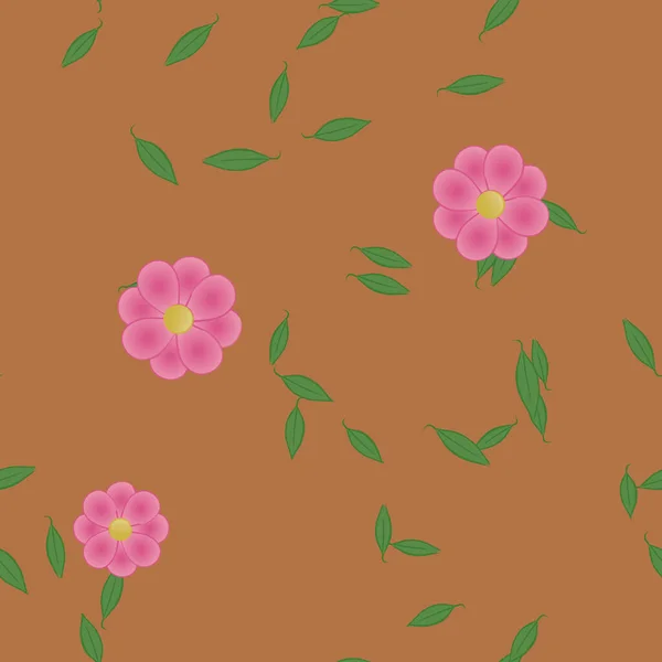 Vector Ilustración Flores Verano Pétalos Con Hojas Fondo Botánico — Vector de stock