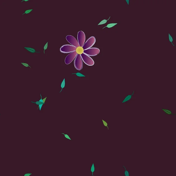 Composición Libre Con Flores Colores Simples Hojas Verdes Para Papel — Vector de stock