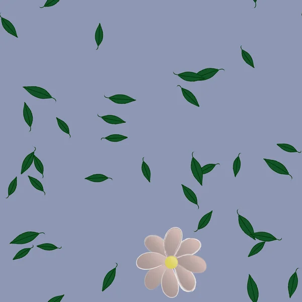 Illustration Vectorielle Pétales Fleurs Été Avec Feuilles Fond Botanique — Image vectorielle