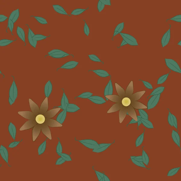 Illustration Vectorielle Pétales Fleurs Été Avec Feuilles Fond Botanique — Image vectorielle