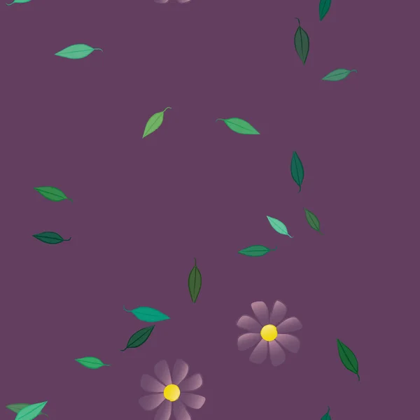 Illustration Vectorielle Pétales Fleurs Été Avec Feuilles Fond Botanique — Image vectorielle