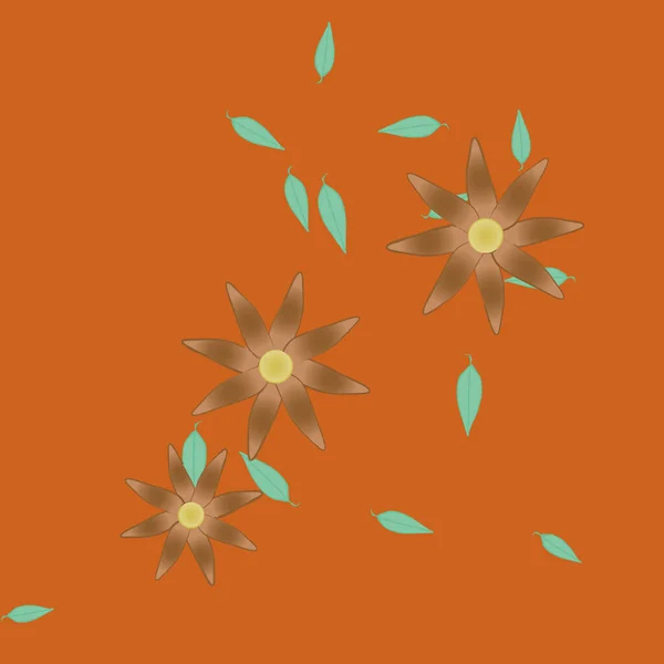 Illustration Vectorielle Pétales Fleurs Été Avec Feuilles Fond Botanique — Image vectorielle