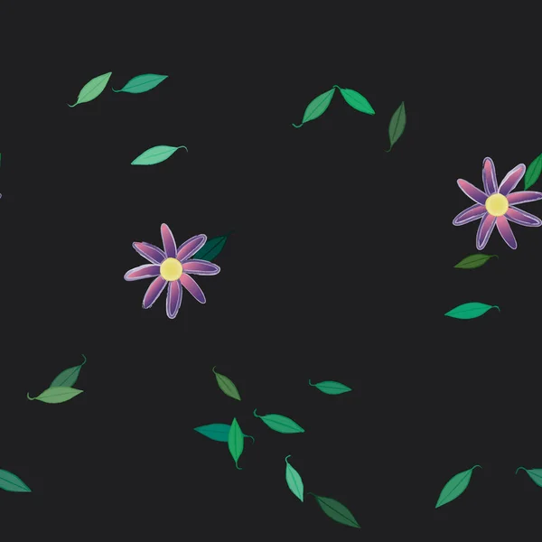 Vector Ilustración Flores Verano Pétalos Con Hojas Fondo Botánico — Vector de stock