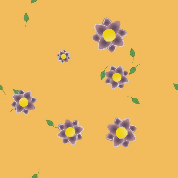 Vector Ilustración Flores Verano Pétalos Con Hojas Fondo Botánico — Vector de stock