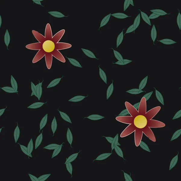 Vector Ilustración Flores Verano Pétalos Con Hojas Fondo Botánico — Archivo Imágenes Vectoriales