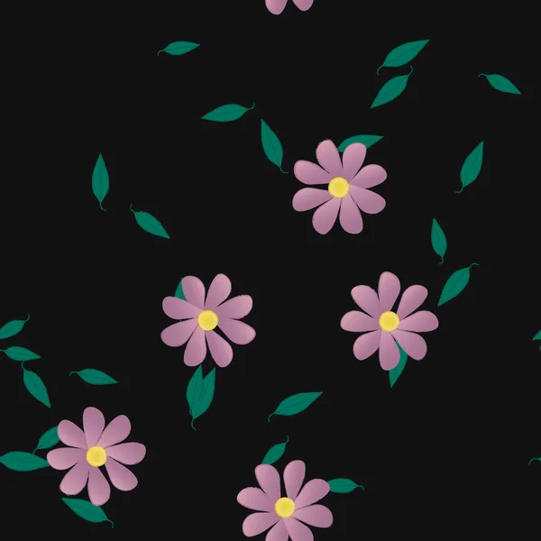 Vector Ilustración Flores Verano Pétalos Con Hojas Fondo Botánico — Archivo Imágenes Vectoriales