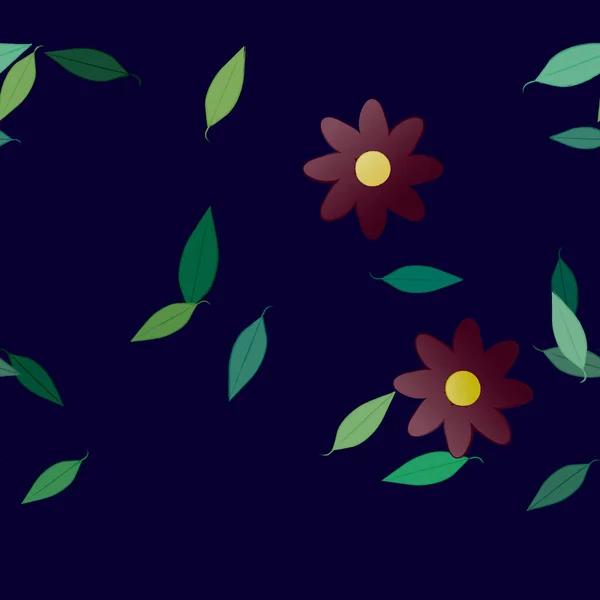 Vector Ilustración Flores Verano Pétalos Con Hojas Fondo Botánico — Archivo Imágenes Vectoriales