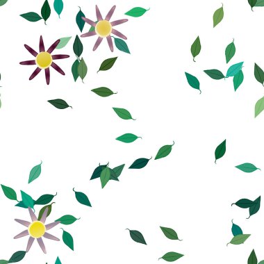 Yapraklı çiçek yapraklarının vektör çizimi, botanik arka plan