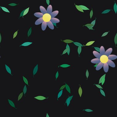 Yapraklı çiçek yapraklarının vektör çizimi, botanik arka plan