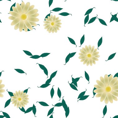 Yapraklı çiçek yapraklarının vektör çizimi, botanik arka plan