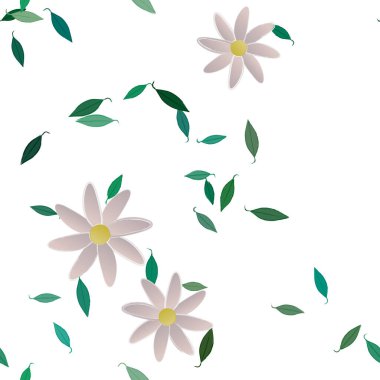 Yapraklı çiçek yapraklarının vektör çizimi, botanik arka plan