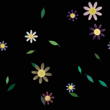 Yapraklı çiçek yapraklarının vektör çizimi, botanik arka plan