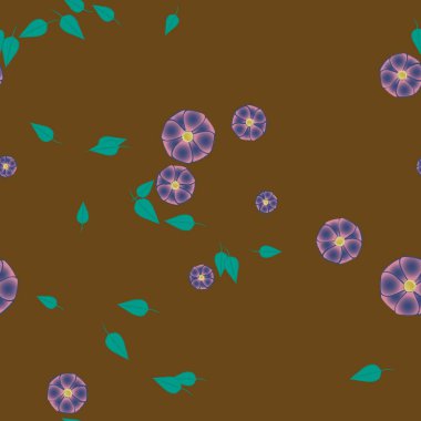 Basit renkli çiçekleri ve yeşil yaprakları olan güzel kompozisyon, vektör illüstrasyonu  