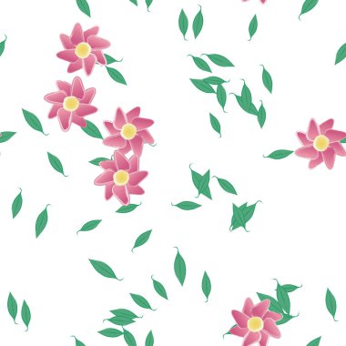 Yapraklı çiçek yapraklarının vektör çizimi, botanik arka plan