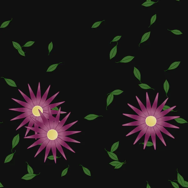 Vector Ilustración Flores Verano Pétalos Con Hojas Fondo Botánico — Vector de stock