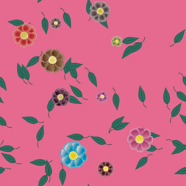 Fundo Sem Costura Floral Bonito Ilustração Vetorial — Vetor de Stock