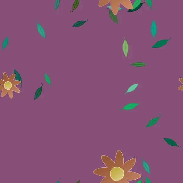 Illustration Vectorielle Pétales Fleurs Été Avec Feuilles Fond Botanique — Image vectorielle