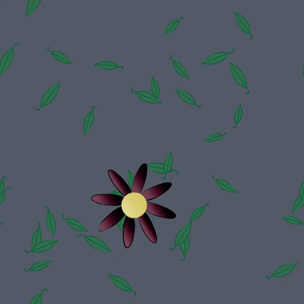 Illustration Vectorielle Pétales Fleurs Été Avec Feuilles Fond Botanique — Image vectorielle