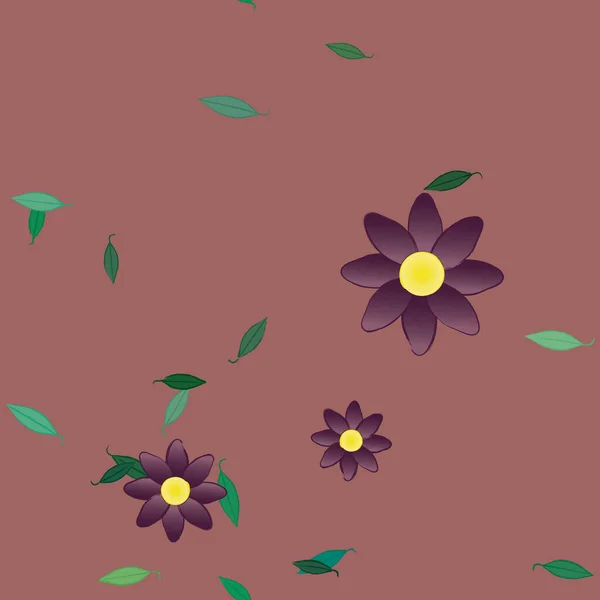 Illustration Vectorielle Pétales Fleurs Été Avec Feuilles Fond Botanique — Image vectorielle